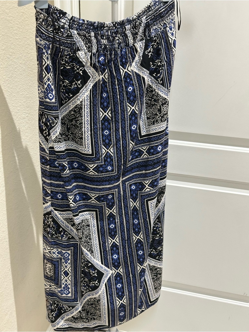 Loa P. Blue, Black & White Printed Maxi Skirt